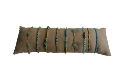 FlowJewels armbanden set goud - blauw/licht turquoise