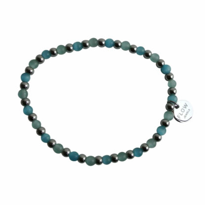 FlowJewels armband zilver - blauw/licht turquoise
