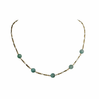 FlowJewels ketting goud - licht turquoise