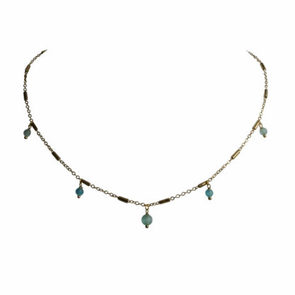 FlowJewels ketting goud - blauw/licht turquoise